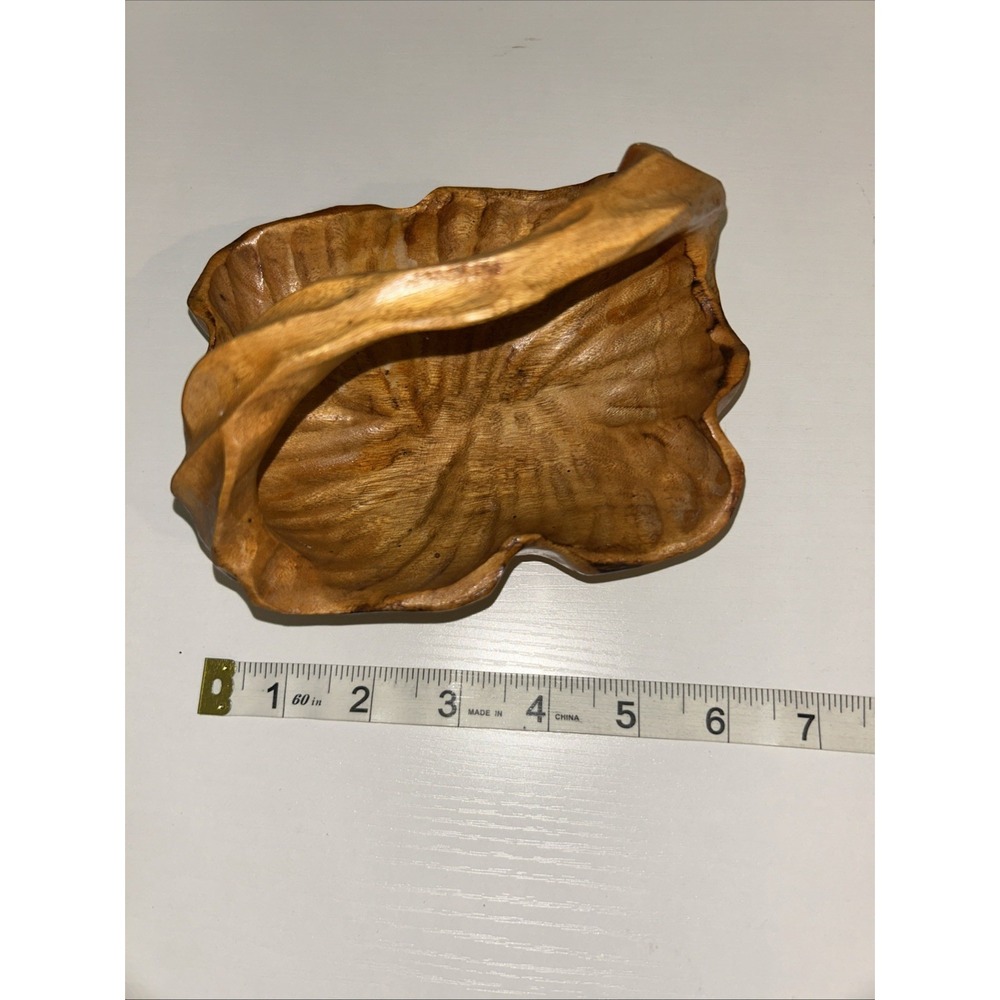 Artisan‎ HANDCARVED WOODEN BASKET/BOWL w/handle. Handcarved Tree Trunk Root - Picture 6 of 7